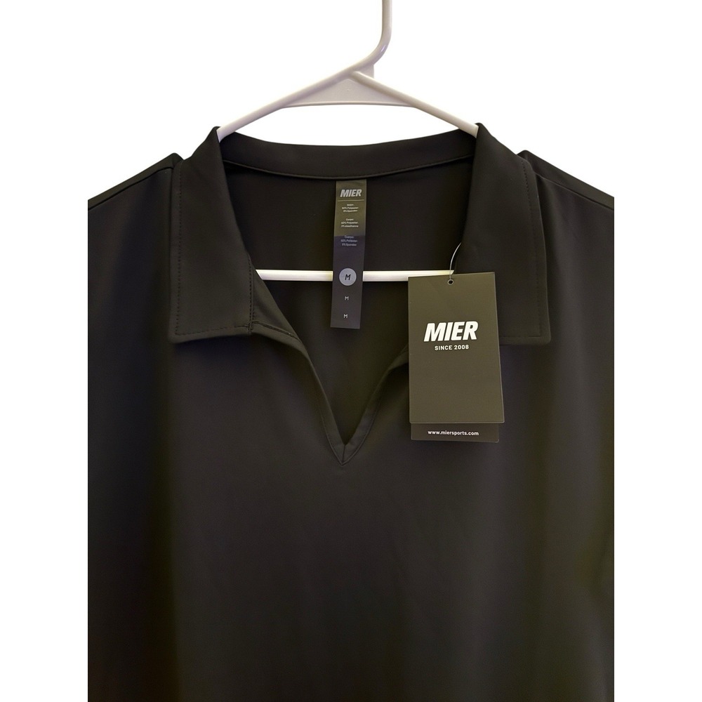 MIER Women's Black Athletic Polo Shirt Medium Golf Tennis Workout UPF Style NWT